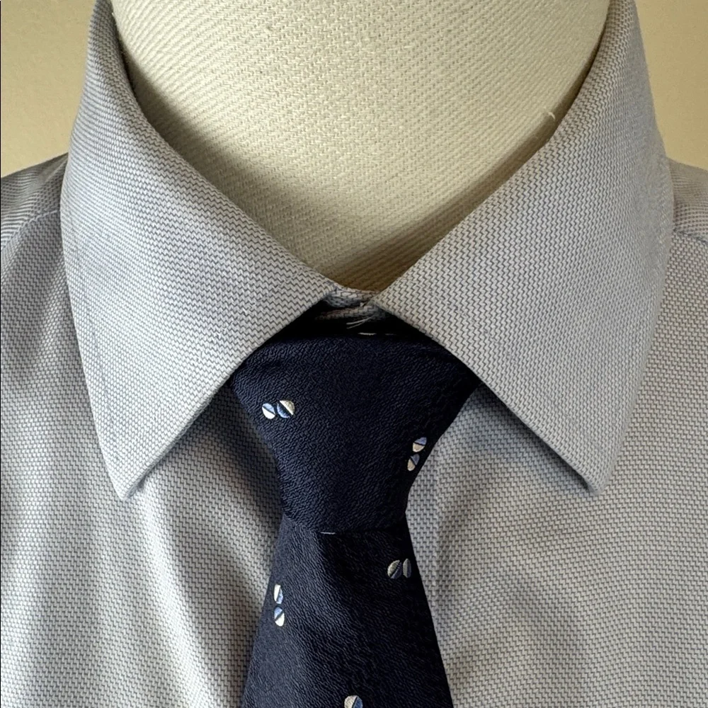 Brooks Brothers Navy Necktie with Design 100% Silk Tie with Balls